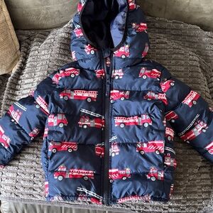 The Children's Place Navy Fire Truck Puffer Jacket